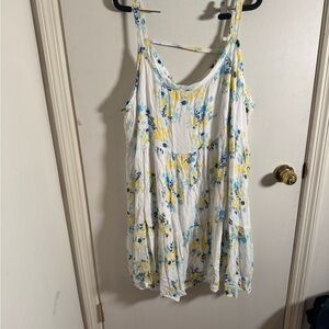 Torrid Pleated Tie Front Tank Top in White and Yellow